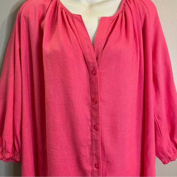 ASHLEY STEWART 3/4 Sleves Top Pink 80% Rayon 20% Linen SZ/14 - Picture 2 of 7